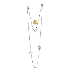 Collier argent 3 dizaines, Croix et Médaille Miraculeuse collier Souvenirs de Lourdes 